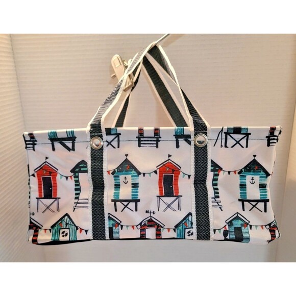 Thirty One mini utility tote Seaside Suites Beach Nautical Ocean Bungalow Shore - Picture 1 of 10